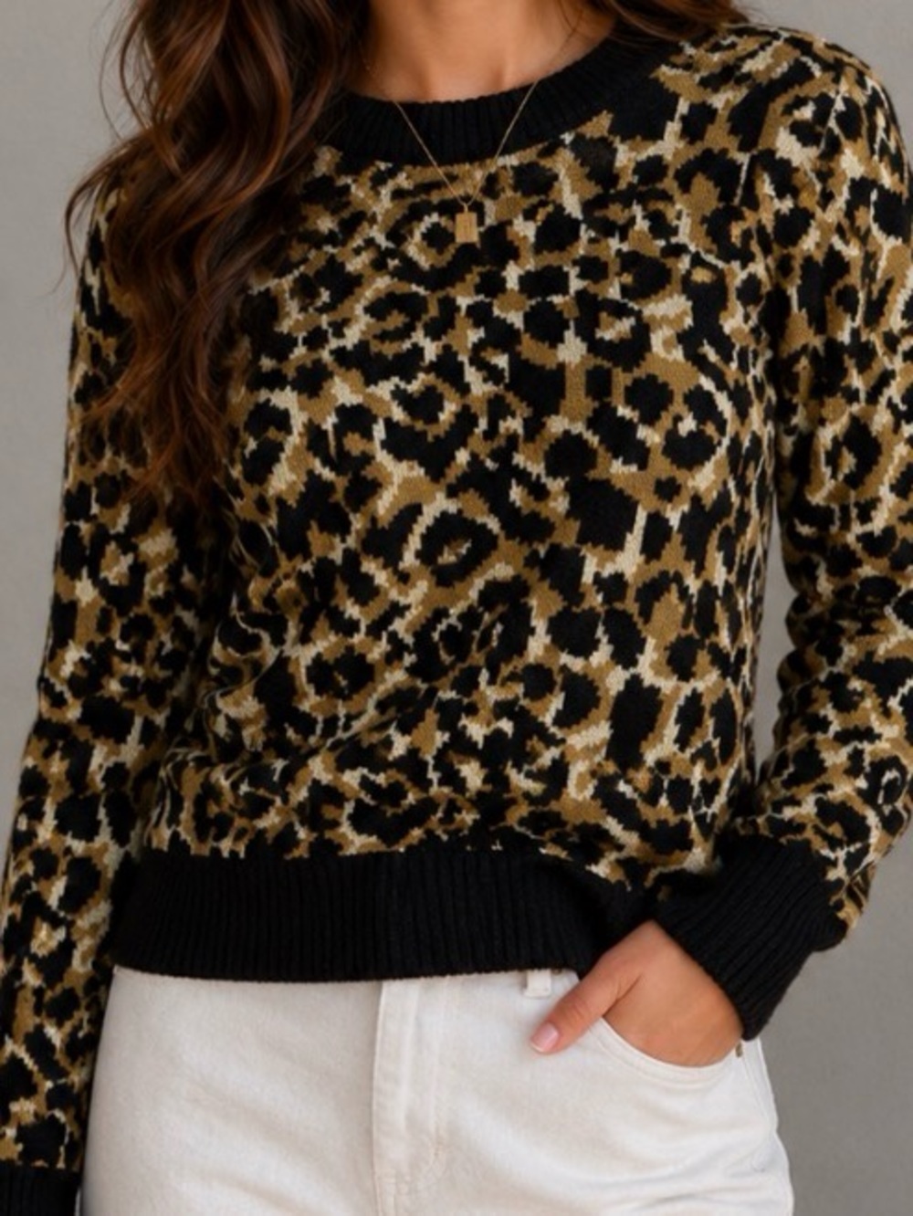 Cheetah Sweater Who What Wear Animal Print Leopard Top Shirt Pullover Fall